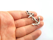2 Anchor Pendant Antique Silver Plated Pendants (47x31mm)  G8639