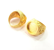 Gold Ring Blank inlay Ring Settings Mosaic Ring Bezel Base Cabochon Mountings (16mm blank ) Gold Plated Brass G8641