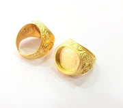 Gold Ring Blank inlay Ring Settings Mosaic Ring Bezel Base Cabochon Mountings (16mm blank ) Gold Plated Brass G8641