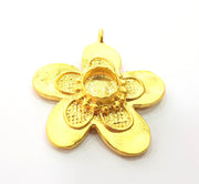 Gold Pendant Blank Mosaic Base inlay Blank Necklace Blank Resin Blank Mountings Gold Plated Brass ( 44x40mm blank ) G8643