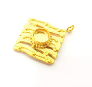 Gold Pendant Blank Mosaic Base inlay Blank Necklace Blank Resin Blank Mountings Gold Plated Brass ( 42x34mm blank ) G8645