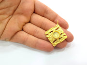 Gold Pendant Blank Mosaic Base inlay Blank Necklace Blank Resin Blank Mountings Gold Plated Brass ( 42x34mm blank ) G8645