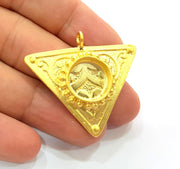 Gold Pendant Blank Mosaic Base Blank inlay Blank Necklace Blank Resin Blank Mountings Gold Plated Brass ( 42x38mm blank ) G8646