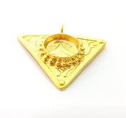 Gold Pendant Blank Mosaic Base Blank inlay Blank Necklace Blank Resin Blank Mountings Gold Plated Brass ( 42x38mm blank ) G8646