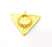 Gold Pendant Blank Mosaic Base Blank inlay Blank Necklace Blank Resin Blank Mountings Gold Plated Brass ( 42x38mm blank ) G8646