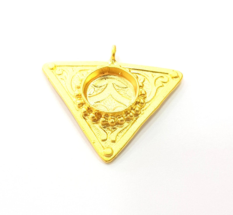 Gold Pendant Blank Mosaic Base Blank inlay Blank Necklace Blank Resin Blank Mountings Gold Plated Brass ( 42x38mm blank ) G8646