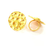 Gold Ring Blank inlay Ring Settings Mosaic Ring Bezel Base Cabochon Mountings Adjustable (10mm blank ) Gold Plated Brass G8648