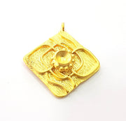 Gold Pendant Blank Mosaic Base Blank inlay Blank Necklace Blank Resin Blank Mountings Gold Plated Brass ( 43x37mm blank ) G8649