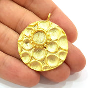 Gold Pendant Blank Mosaic Base Blank inlay Blank Necklace Blank Resin Blank Mountings Gold Plated Brass ( 35mm blank ) G8650