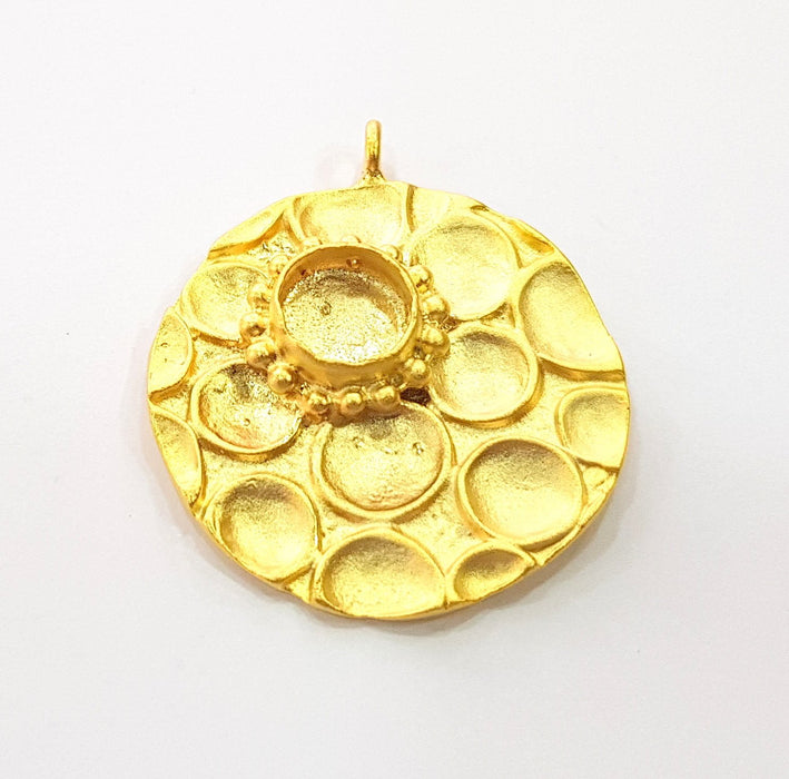 Gold Pendant Blank Mosaic Base Blank inlay Blank Necklace Blank Resin Blank Mountings Gold Plated Brass ( 35mm blank ) G8650