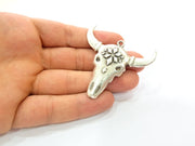 Ox Head Skull Pendant Silver Pendant Antique Silver Plated Pendant (52x50mm) G8652