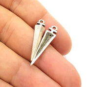 10 Silver Charms Antique Silver Plated Charms (29x6mm) G8653