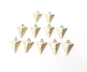 10 Silver Triangle Charms Antique Silver Plated Charms (16x11mm) G8654