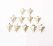 10 Silver Triangle Charms Antique Silver Plated Charms (16x11mm) G8654