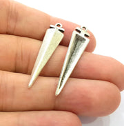 6 Silver Charms Antique Silver Plated Charms (41x10mm) G8655