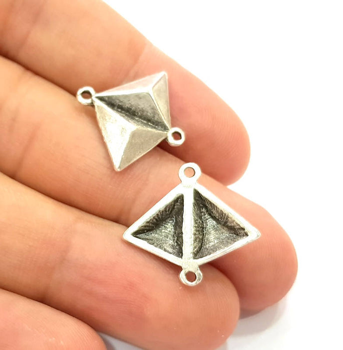 6 Silver Triangle Charms Antique Silver Plated Charms (22x19mm) G8656