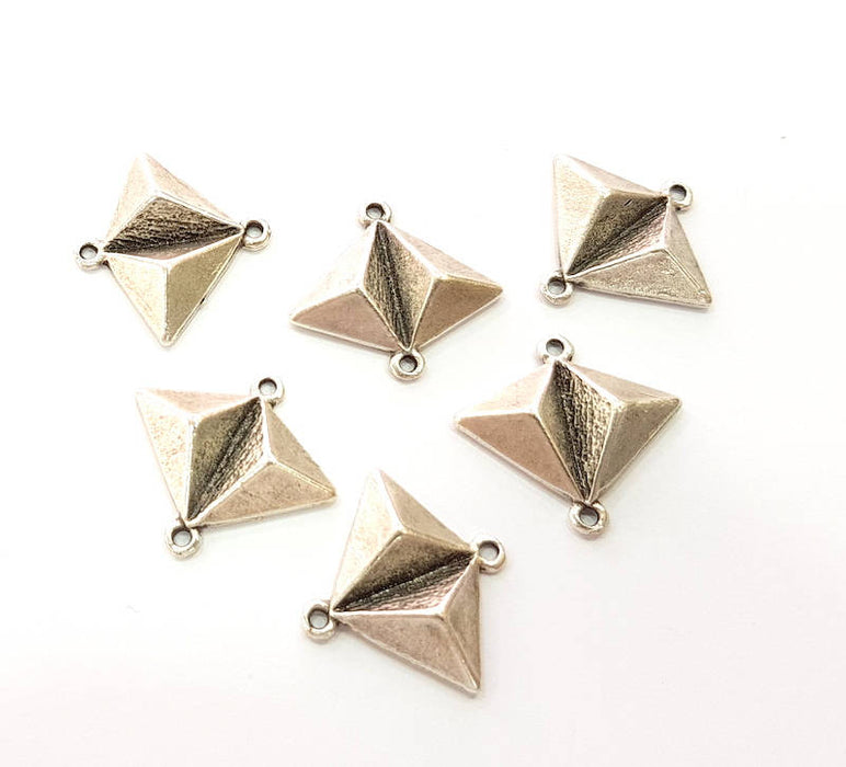 6 Silver Triangle Charms Antique Silver Plated Charms (22x19mm) G8656