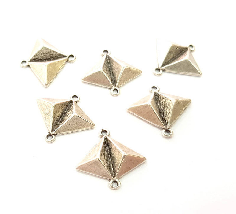 6 Silver Triangle Charms Antique Silver Plated Charms (22x19mm) G8656