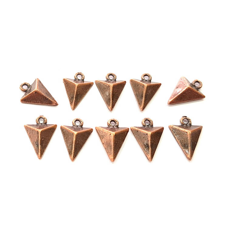 20 Triangle Charm Antique Copper Plated Charm (16x11mm) G8662