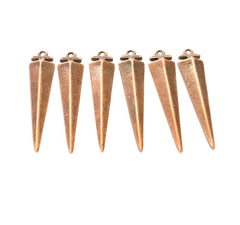 6 Antique Copper Charm Antique Copper Plated Charm (40x9mm) G8664