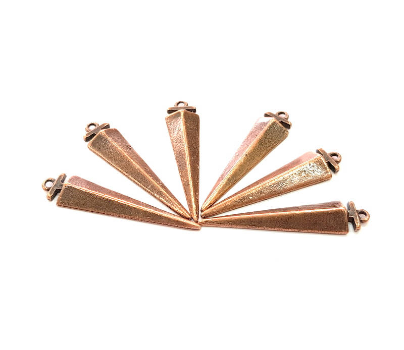 6 Antique Copper Charm Antique Copper Plated Charm (40x9mm) G8664