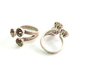 Silver Ring Blank Base Bezel Settings Cabochon Base Mountings Adjustable (6mm Blank) , Antique Silver Plated Brass G8694