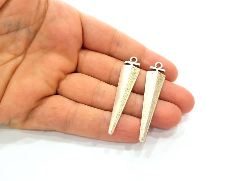 4 Silver Charms Antique Silver Plated Charms (47x7mm) G8696