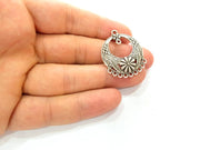 4 Silver Charms Antique Silver Plated Charms (35x28mm) G14389