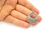 4 Silver Charms Antique Silver Plated Charms (35x28mm) G14389