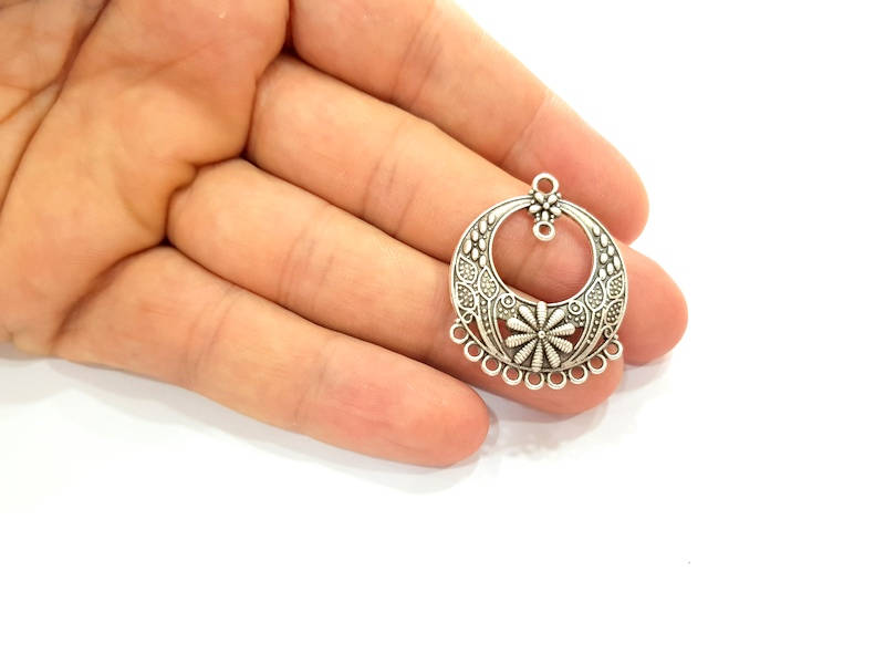 4 Silver Charms Antique Silver Plated Charms (35x28mm) G14389
