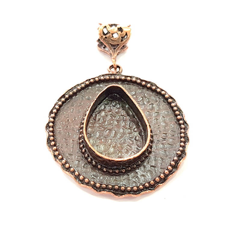 Antique Copper Pendant Blank Mosaic Base Blank inlay Blank Necklace Blank Resin Blank Mountings Antique Copper Plated Brass (42mm) G8702