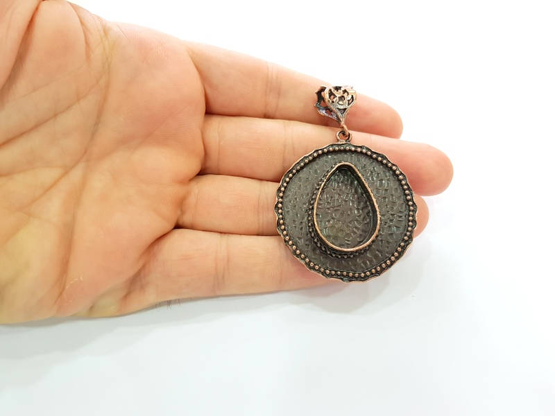 Antique Copper Pendant Blank Mosaic Base Blank inlay Blank Necklace Blank Resin Blank Mountings Antique Copper Plated Brass (42mm) G8702
