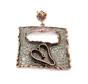 Antique Copper Pendant Blank Mosaic Base Blank inlay Blank Necklace Blank Resin Blank Mountings Antique Copper Plated Brass (52x47mm) G8703
