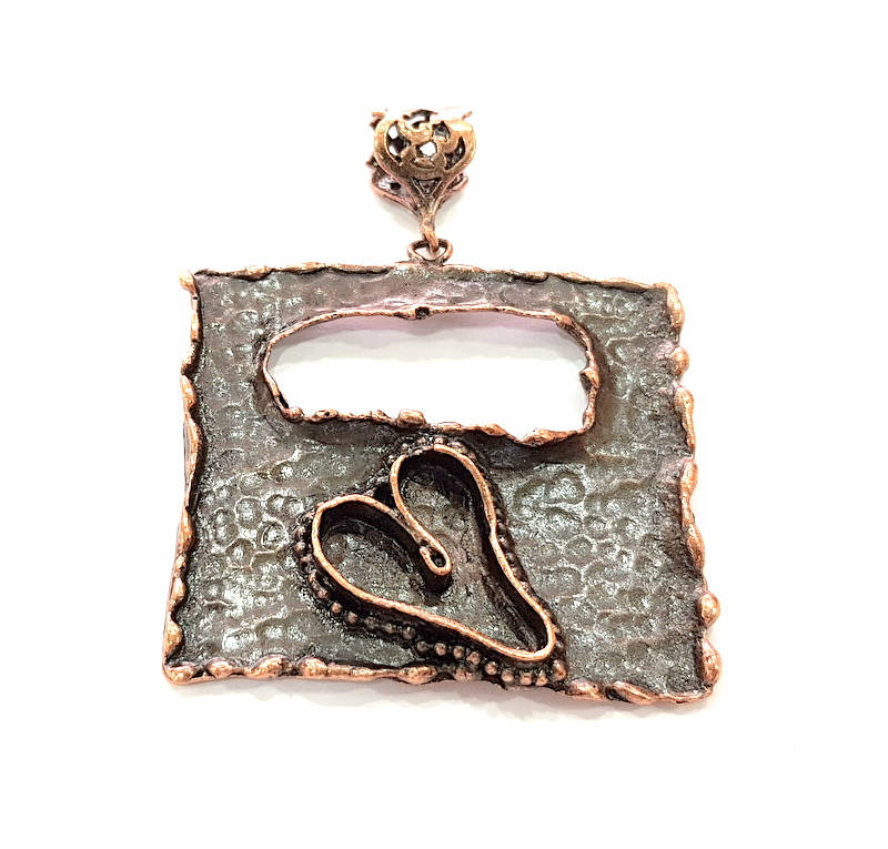 Antique Copper Pendant Blank Mosaic Base Blank inlay Blank Necklace Blank Resin Blank Mountings Antique Copper Plated Brass (52x47mm) G8703