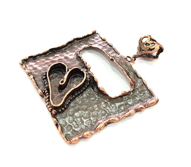 Antique Copper Pendant Blank Mosaic Base Blank inlay Blank Necklace Blank Resin Blank Mountings Antique Copper Plated Brass (52x47mm) G8703