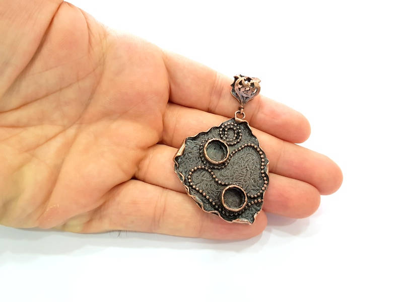 Antique Copper Pendant Blank Mosaic Base Blank inlay Blank Necklace Blank Resin Blank Mountings Antique Copper Plated Brass (54x48mm) G8704