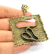 Antique Bronze Pendant Blank inlay Blank Mosaic Blank Resin Blank Bezel Base Setting Mountings Antique Bronze Plated Brass ( 52x51mm ) G8710