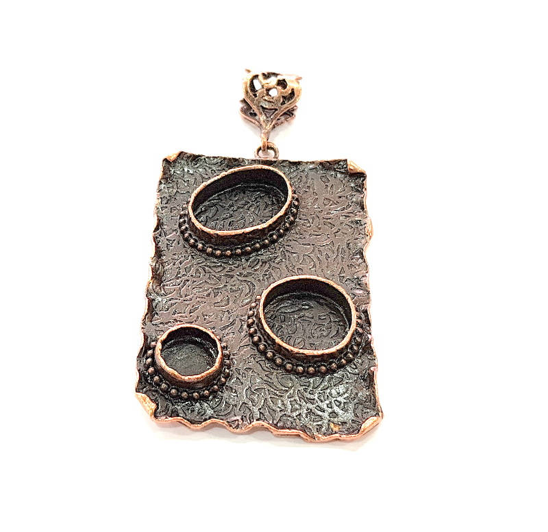 Antique Copper Pendant Blank Mosaic Base Blank inlay Blank Necklace Blank Resin Blank Mountings Antique Copper Plated Brass (58x39mm) G8713