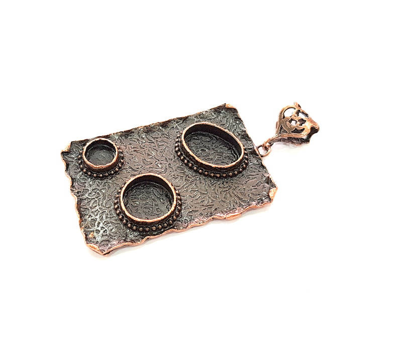 Antique Copper Pendant Blank Mosaic Base Blank inlay Blank Necklace Blank Resin Blank Mountings Antique Copper Plated Brass (58x39mm) G8713