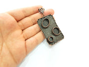 Antique Copper Pendant Blank Mosaic Base Blank inlay Blank Necklace Blank Resin Blank Mountings Antique Copper Plated Brass (58x39mm) G8713