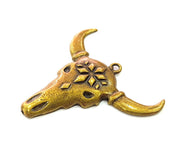 Ox Head Skull Pendant Antique Bronze Plated Pendant (57x56mm) G8716