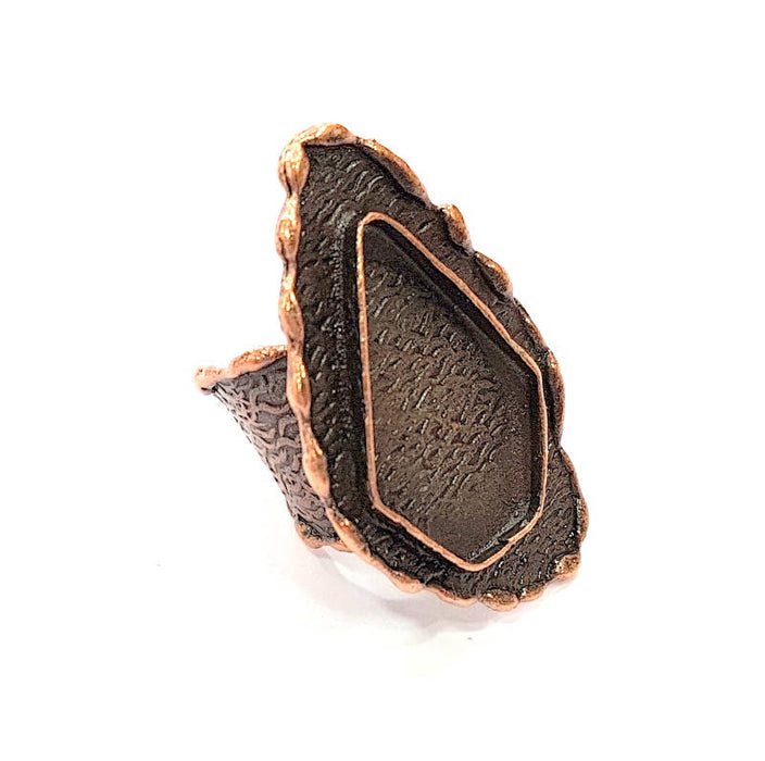 Copper Ring Blank inlay Ring Blank Mosaic Ring Bezel Base Settings Cabochon Mountings (27x17mm blank ) Antique Copper Plated Brass G8731