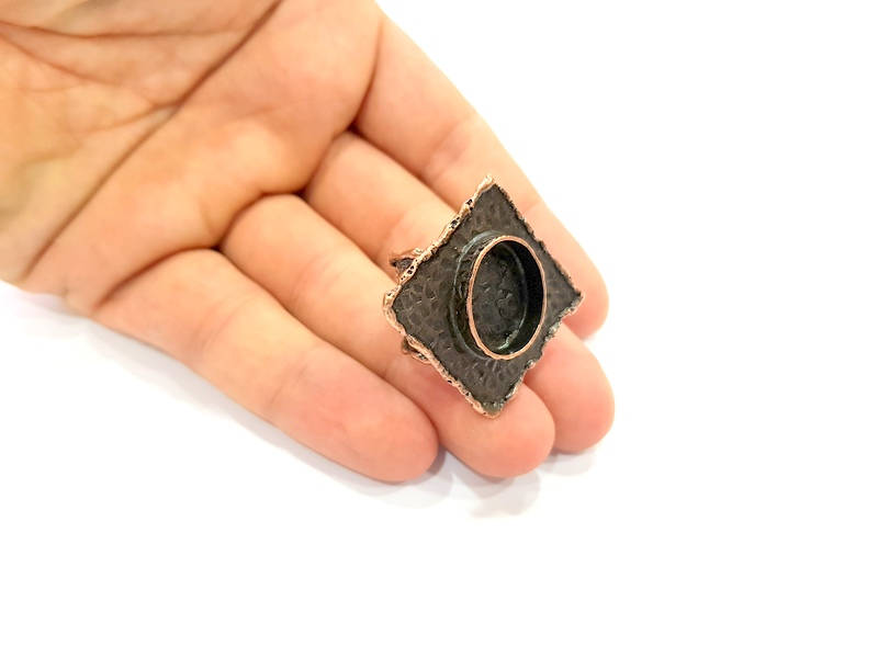 Copper Ring Blank inlay Ring Blank Mosaic Ring Bezel Base Settings Cabochon Mountings (18x13mm blank ) Antique Copper Plated Brass G8732