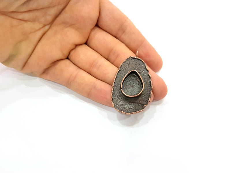 Antique Copper Pendant Blank Mosaic Base Blank inlay Blank Necklace Blank Resin Blank Mountings Antique Copper Plated Brass (52x30mm) G8737