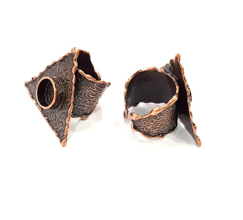Copper Ring Blank inlay Ring Blank Mosaic Ring Bezel Base Settings Cabochon Mountings (10mm blank ) Antique Copper Plated Brass G8741