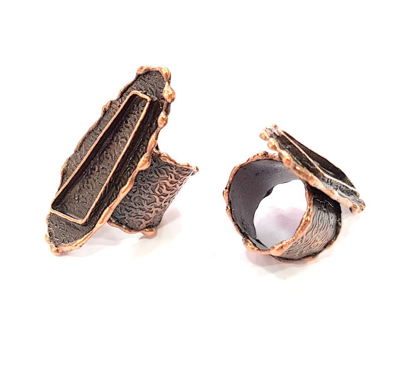 Copper Ring Blank inlay Ring Blank Mosaic Ring Bezel Base Settings Cabochon Mountings (32x10mm blank ) Antique Copper Plated Brass G8742