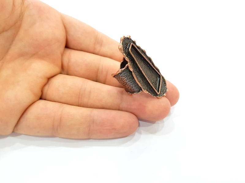 Copper Ring Blank inlay Ring Blank Mosaic Ring Bezel Base Settings Cabochon Mountings (32x10mm blank ) Antique Copper Plated Brass G8742