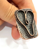 Copper Ring Blank inlay Ring Blank Mosaic Ring Bezel Base Settings Cabochon Mountings (34x26mm blank ) Antique Copper Plated Brass G9007