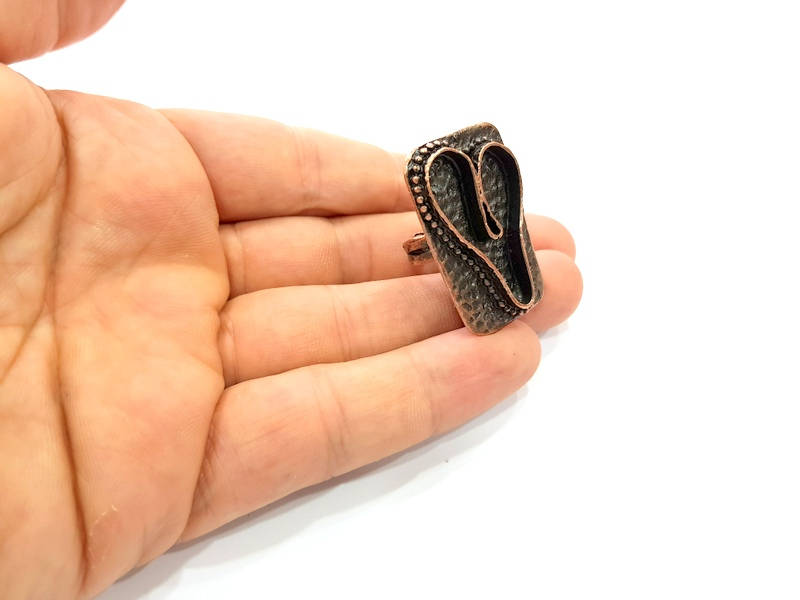 Copper Ring Blank inlay Ring Blank Mosaic Ring Bezel Base Settings Cabochon Mountings (34x26mm blank ) Antique Copper Plated Brass G9007