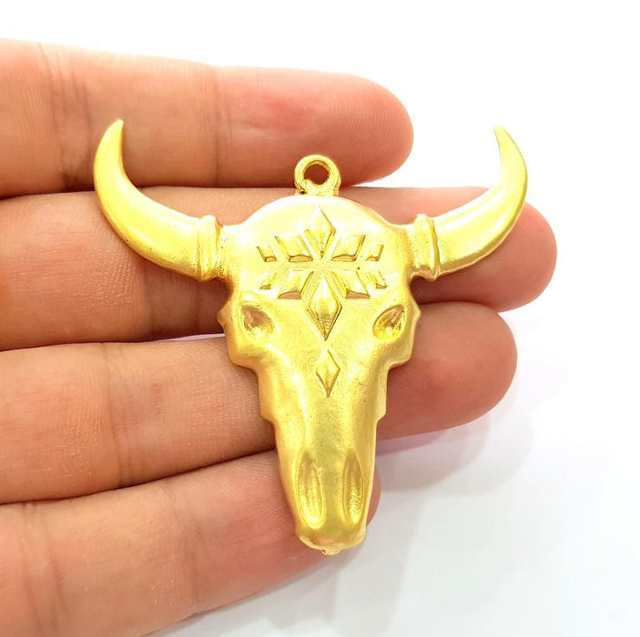 Gold Ox Head Skull Pendant Gold Plated Pendant (57x52mm)  G8749